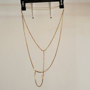 New Womens Necklace Extra Long Copper Color Diamonds Heart Charm Accessory L324